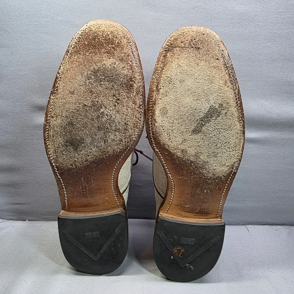 VINTAGE‎ 1985 Allen Edmonds Hunter Mens Oxford Linen Shoes 8 Grey Made USA RARE